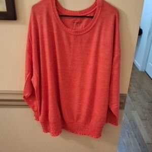 torrid Coral Crewneck Sweater with Smocked Hem